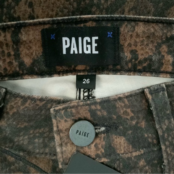 NWT PAIGE Hoxton Jeans Ultra Skinny Coated Snake Black Brown Size 26 - Picture 10 of 16